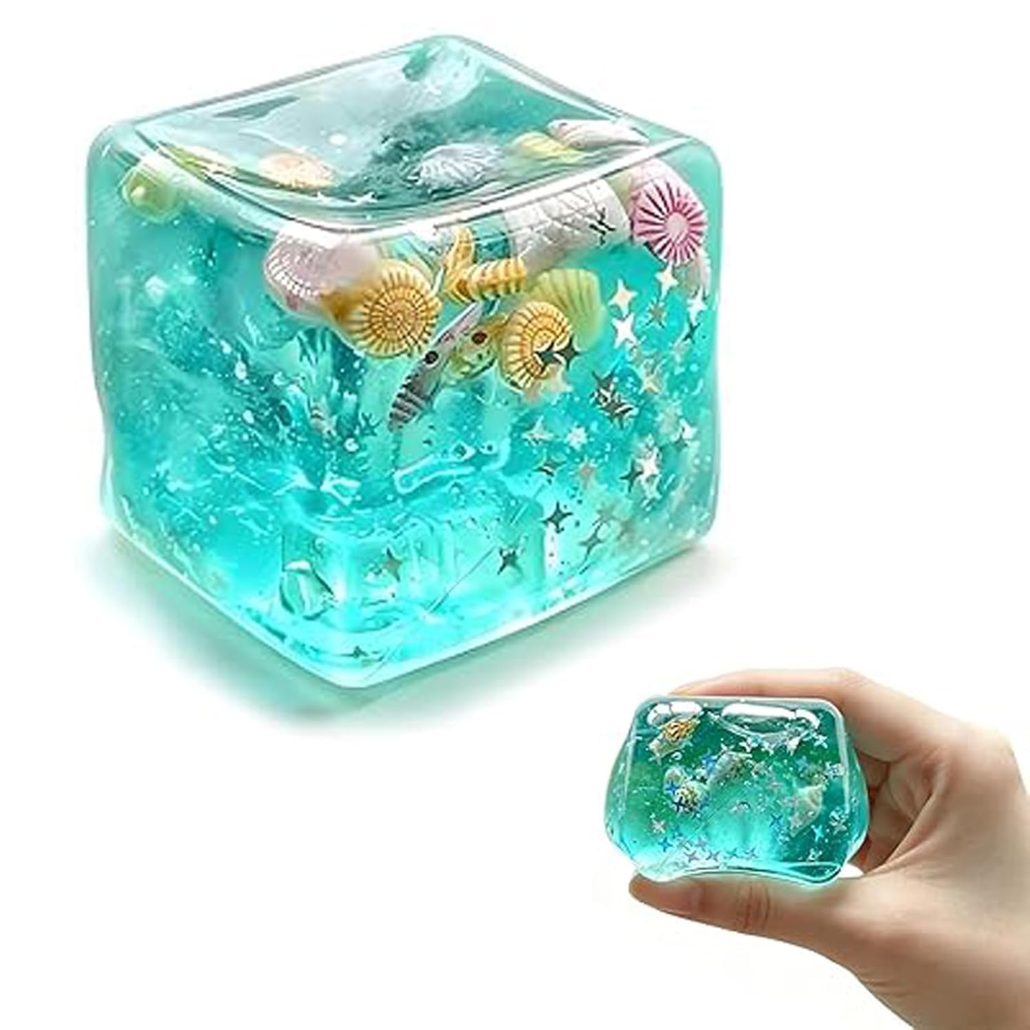 RUBJGZY® Ice Cube Stress Ball Ocean Themed, Squishy Toy, Ice Cube Squishy, Squishy, Stress Relief Toys, Fidget Toys, Ocean Theme Decorative Piece, Shell Shape Design, Seashell Office Desk Decoration-image-19
