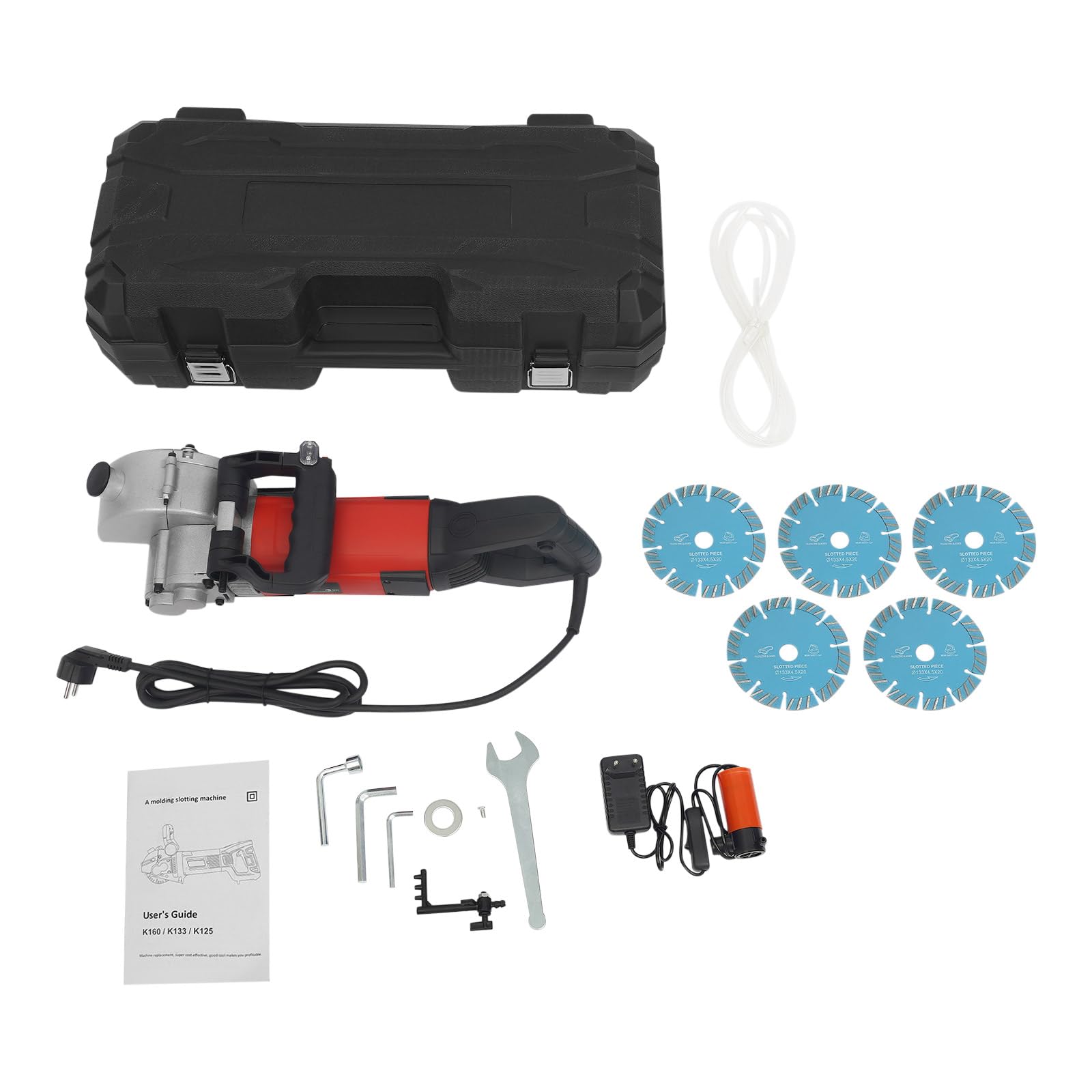 Fresa Ranuradora de Muros con Guía Láser 3500 W 5000 rpm, Fresadora Eléctrica de Pared, Profundidad Máx y Ancho de Ranura 42 x 40 mm, Hoja 133 mm, para Cortar Hormigón, Mármol, Granito