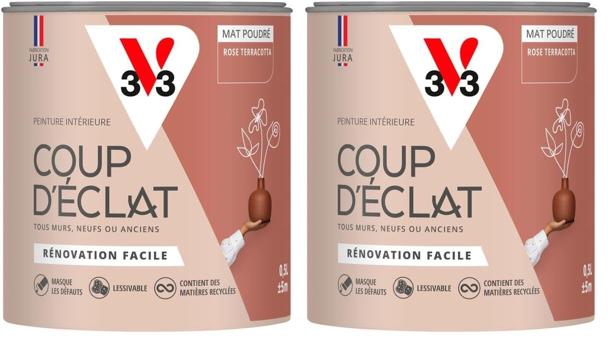 Peinture murale intérieure V33 mate et couvrante Rose terracotta Coup d'Éclat