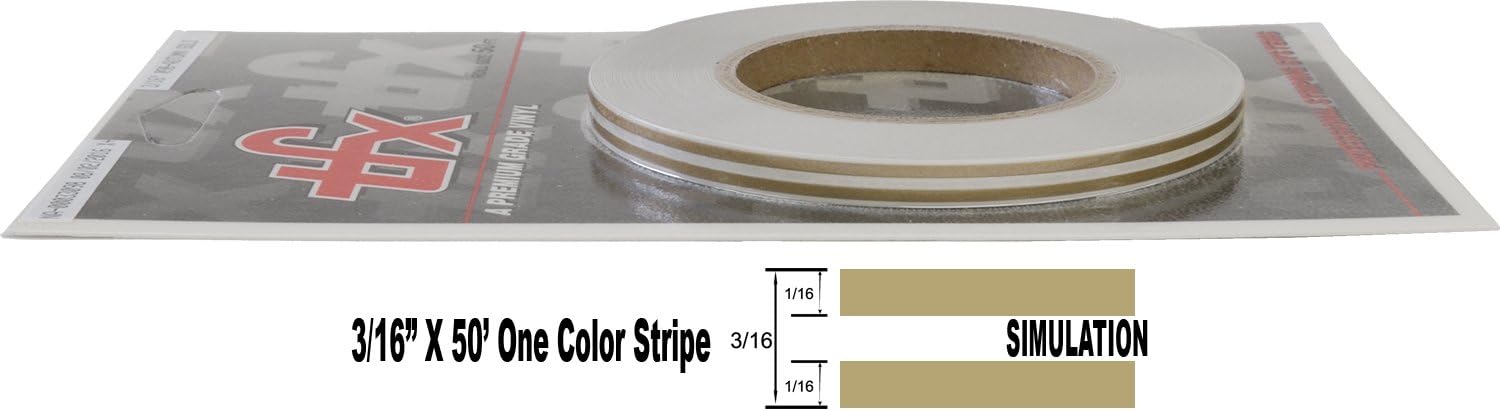 Universal TFX 00033098 - Auto Customizing Dual Pinstripe - 3/16" x 50' (1/16” Stripe, 1/16" Gap, Then 1/16” Stripe) - 098-Autumn Gold Metallic
