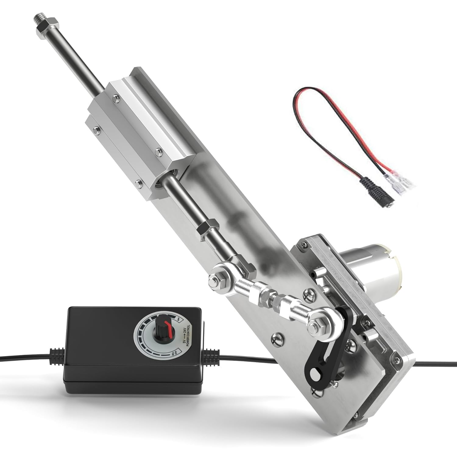 Attuatore Lineare a Pistone Alternativo DC 12V, Motore Lineare Telescopico Regolabile con Regolatore di Velocità, Linear Actuator 95RPM, Motore a Pistone Alternativo Corsa 2-8cm