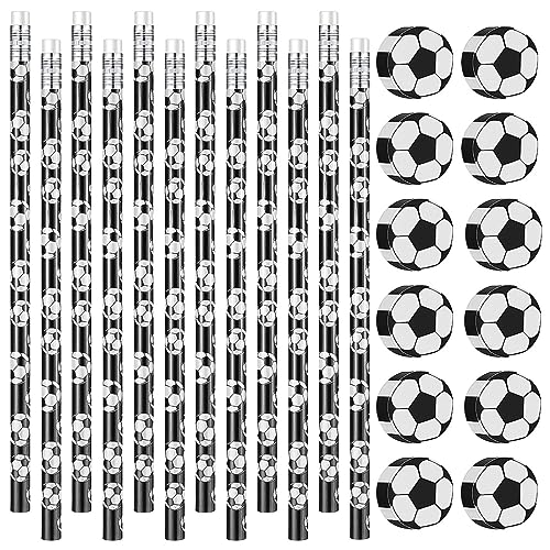 Sprinlot Fußball Bleistifte Stift, 12 Fußball Radiergummi, Radiergummi Stift Kinder, Fussball Deko Geburtstag Junge, Fussball Kinder Mitgebsel, für Schule Schreibwaren Kindergeburtstag Gastgeschenke