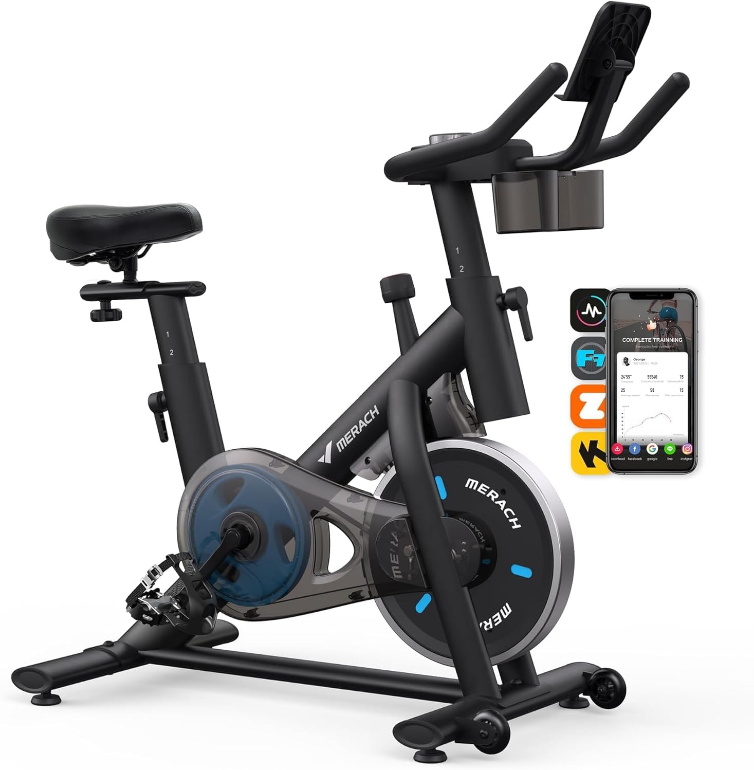 MERACH Exercise Bike For Home Gym سيكل رياضي Stationary Bikes, Stationary Spin Bike سيكل رياضي with Exclusive App, سيكل رياضي with 135KG Weight Capacity,Cardio Equipment سيكل رياضي For Cycle