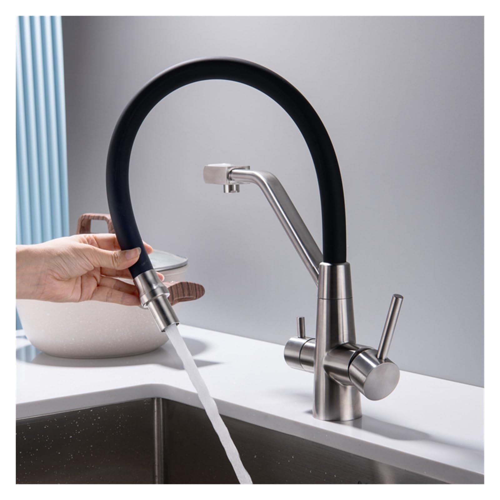 Robinet de filtre à eau pure rotatif à 360° pour un confort de lavage optimal