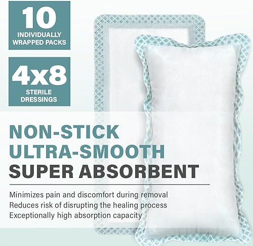 Miniatura 2 de EVERLIT Apósito súper absorbente para el cuidado de heridas, almohadilla de gasa quirúrgica suave antiadherente para heridas que exudan fuertemente