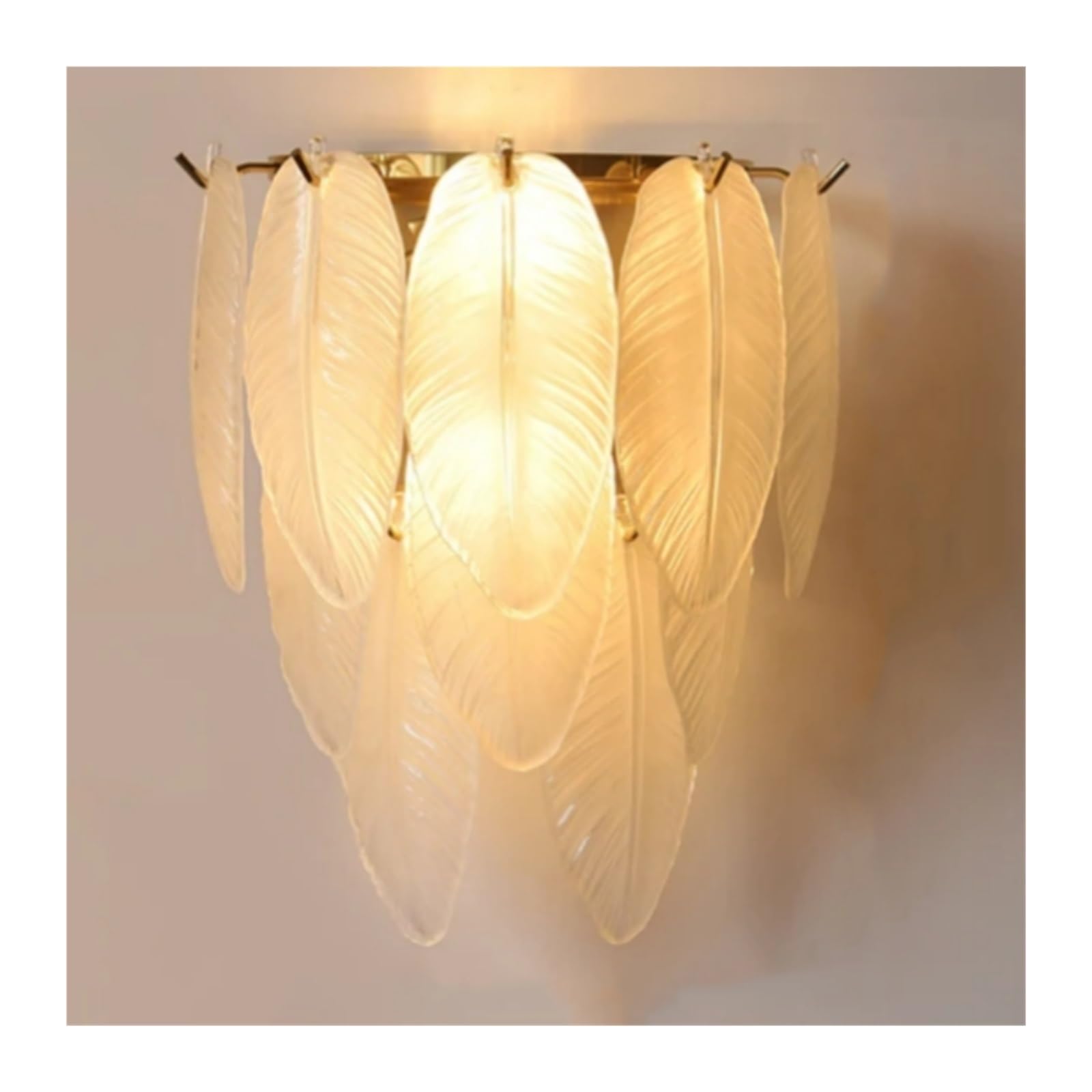 VDOQTLJT Frosting Glass Leaves Wall Lamps Compatible with Bedroom Bedside Living Room Hall Home Luxury Decor Modern LED Sconce Lighting Fixture Chandeliers(Without Pearl)