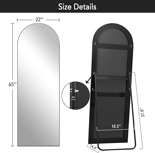 Miniatura 8 de PexFix espejo de cuerpo entero 65 x 22pulgadas elegante espejo de suelo con parte superior arqueada para dormitorio o tocador espejo de pie para