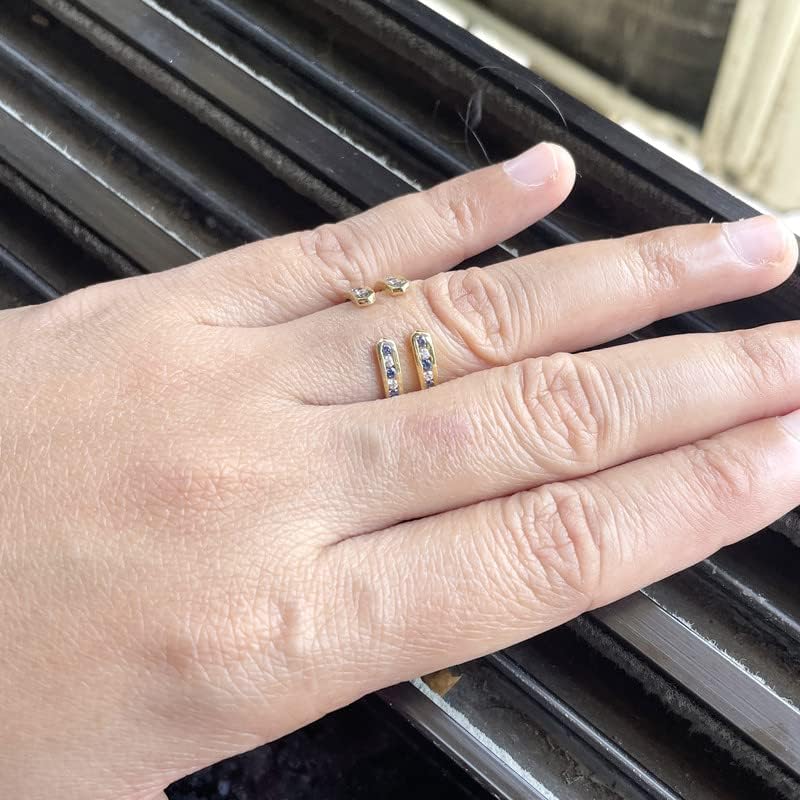 Enhancer Ring, 14K Gold Finish Round Cut Matching Sapphire & Diamond Enhancer Guard Band for Women, Diamond Enhancer Ring