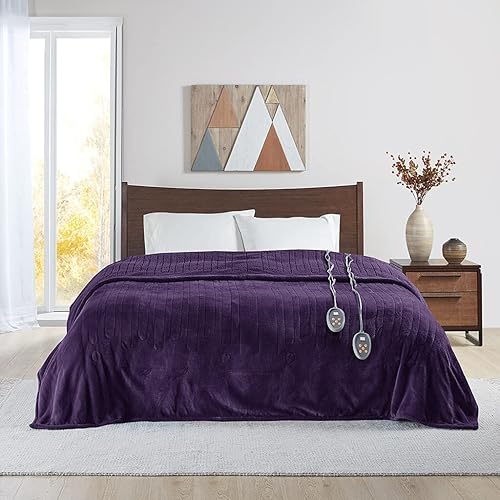 Beautyrest - Manta Eléctrica Reversible de Felpa ultraligera - Manta Eléctrica, Regulador de Múltiples Niveles de Calor Acogedor Sofá Sala de Estar,