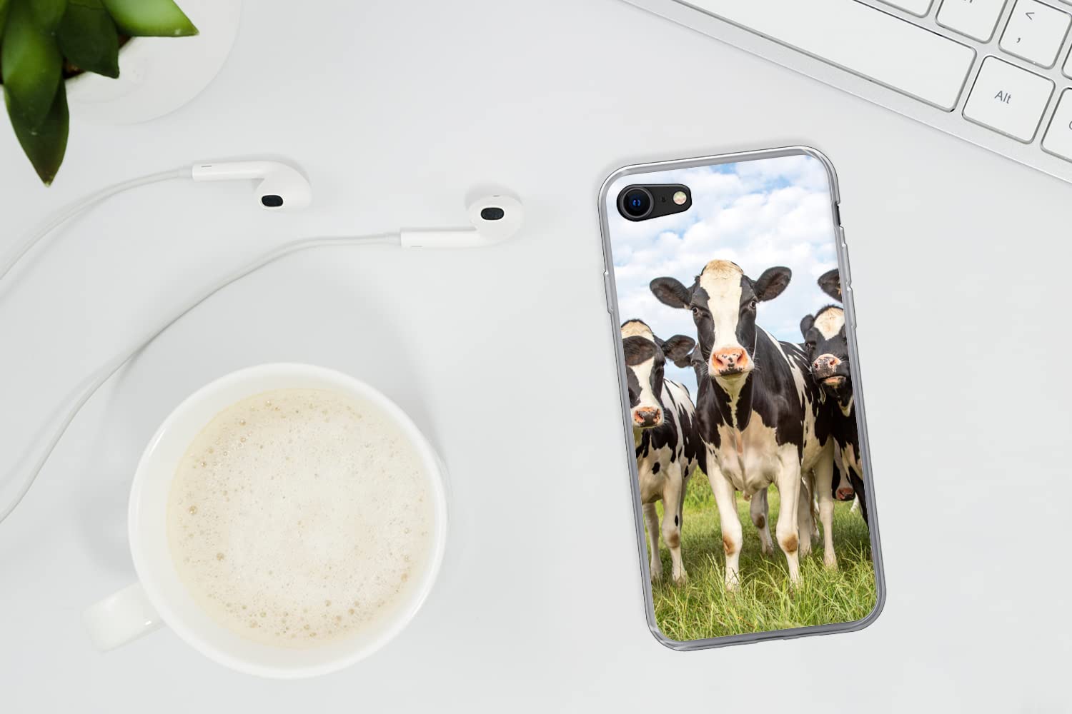 MuchoWow Funda para iPhone 8 - Vacas - Pastos - Animales - Naturaleza - Hierba - Funda de Silicona/Funda Blanda para teléfono móvil