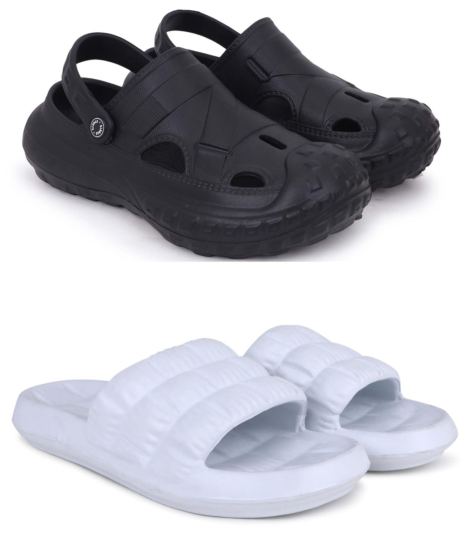 Combo Pack of 2 Slipper/Flip Flops/Slides/Clogs/Sandals for Men,(Cl-1200-Black,Box-White),8 (UK/India)-image-8