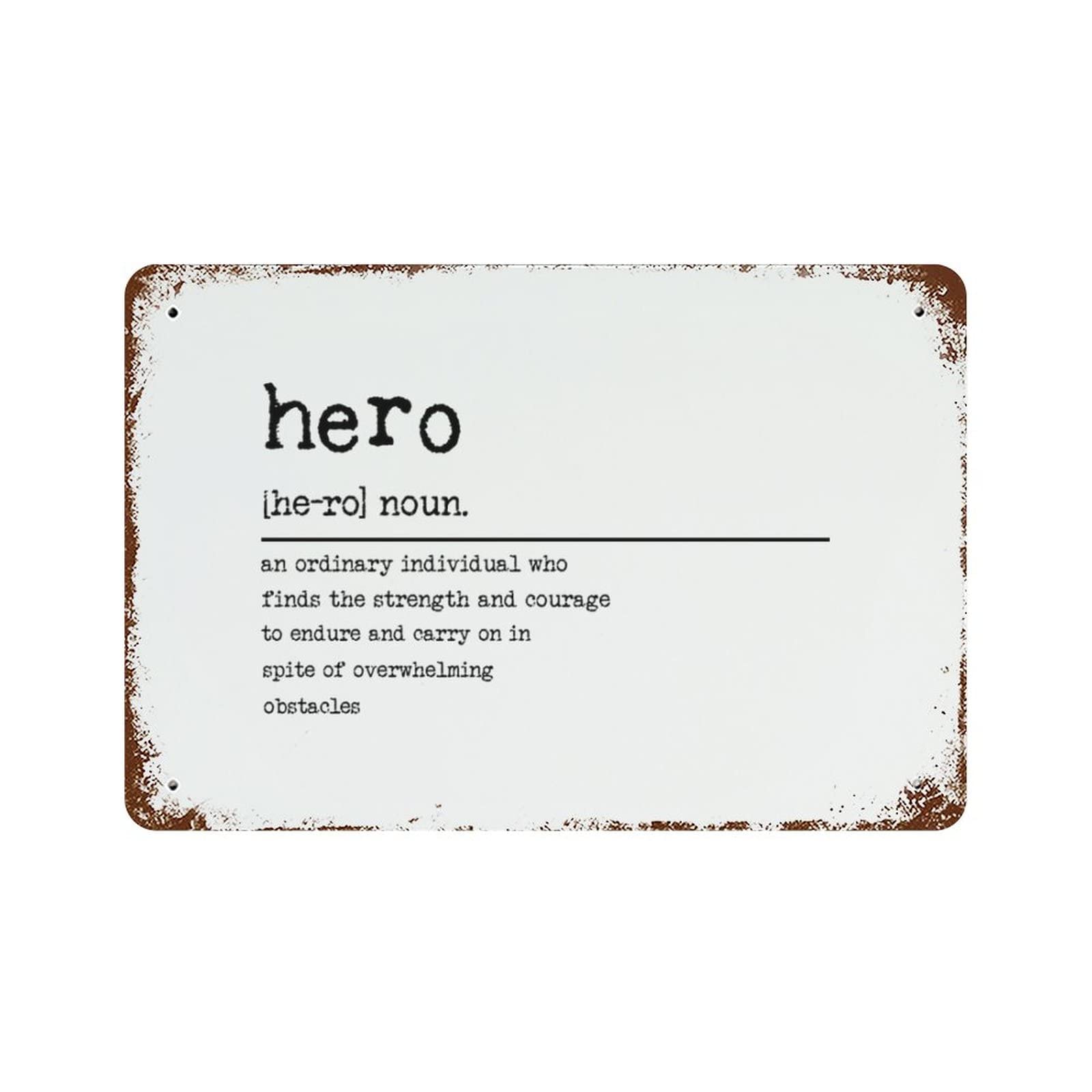 Panneau en métal vintage retro Hero Word Description décoration murale maison
