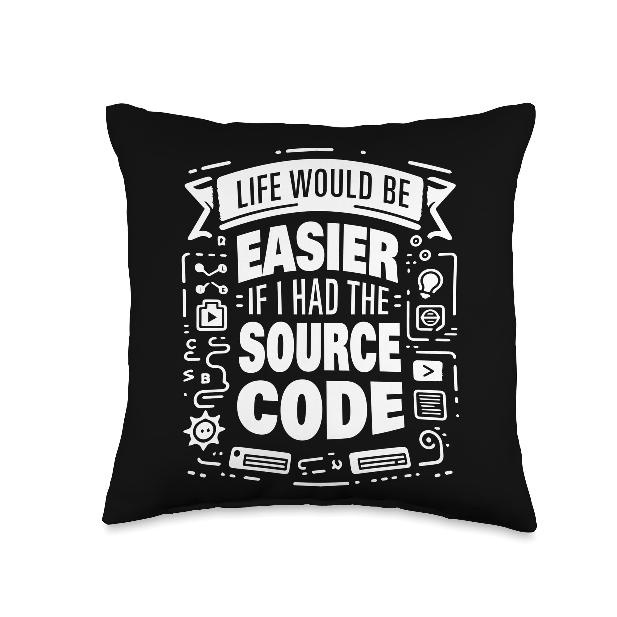 Life Easier Source Code Funny Geek Computer Coder Programer Throw Pillow