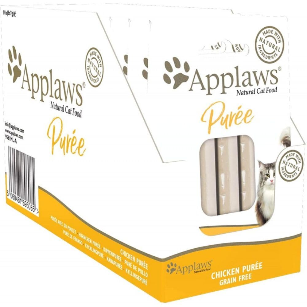 Snack Chuche Blanda Puré APPLAWS Gato Pollo - 1 Caja 10 blíster x 8 Unidades x 7 gr - Natural - ANIMALUJOS