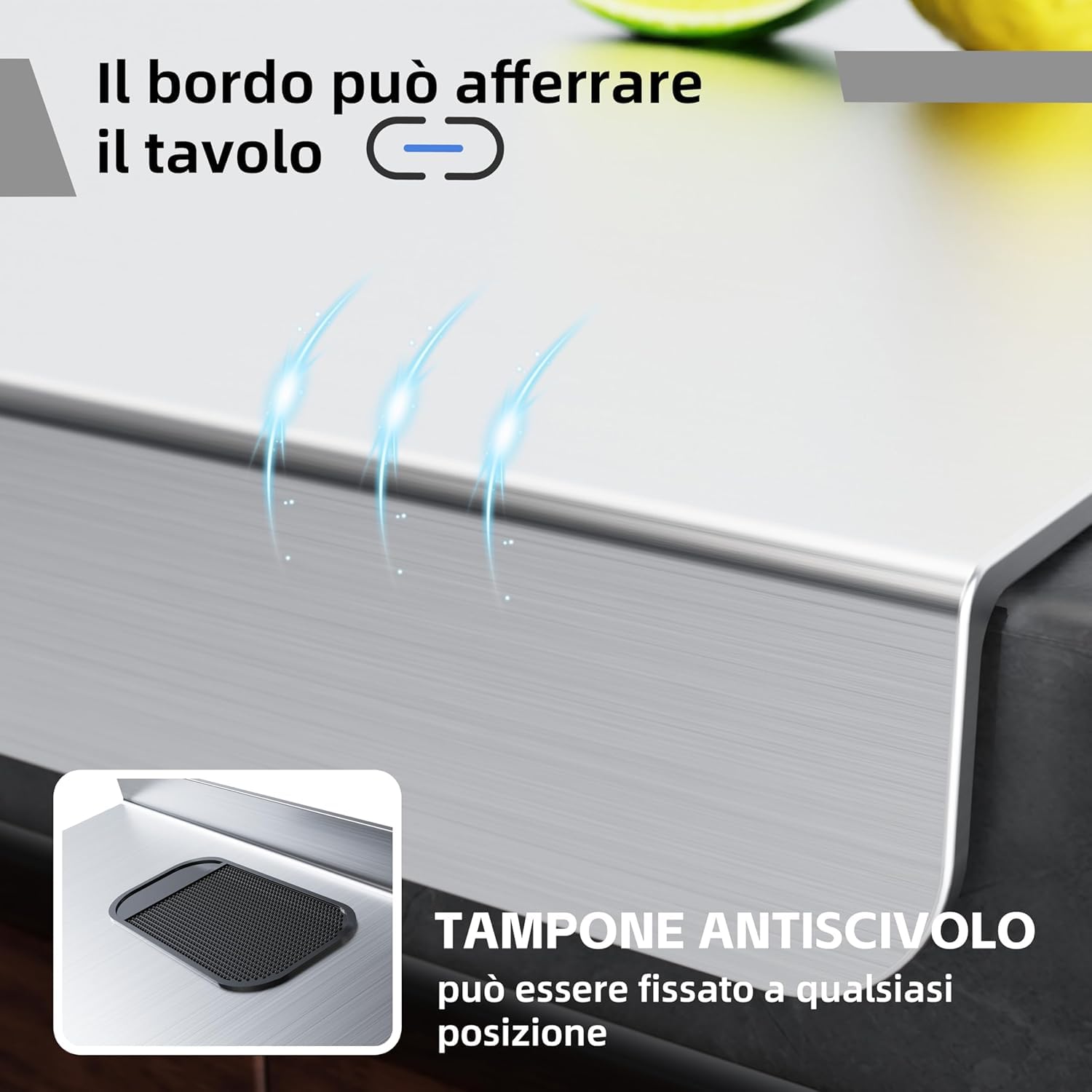 Tabla de cortar de acero inoxidable, superficie de trabajo de cocina, superficie de trabajo resistente e higiénica, extraspessor de 2 mm, superficie para amasar para cocina para bar y restaurante (60