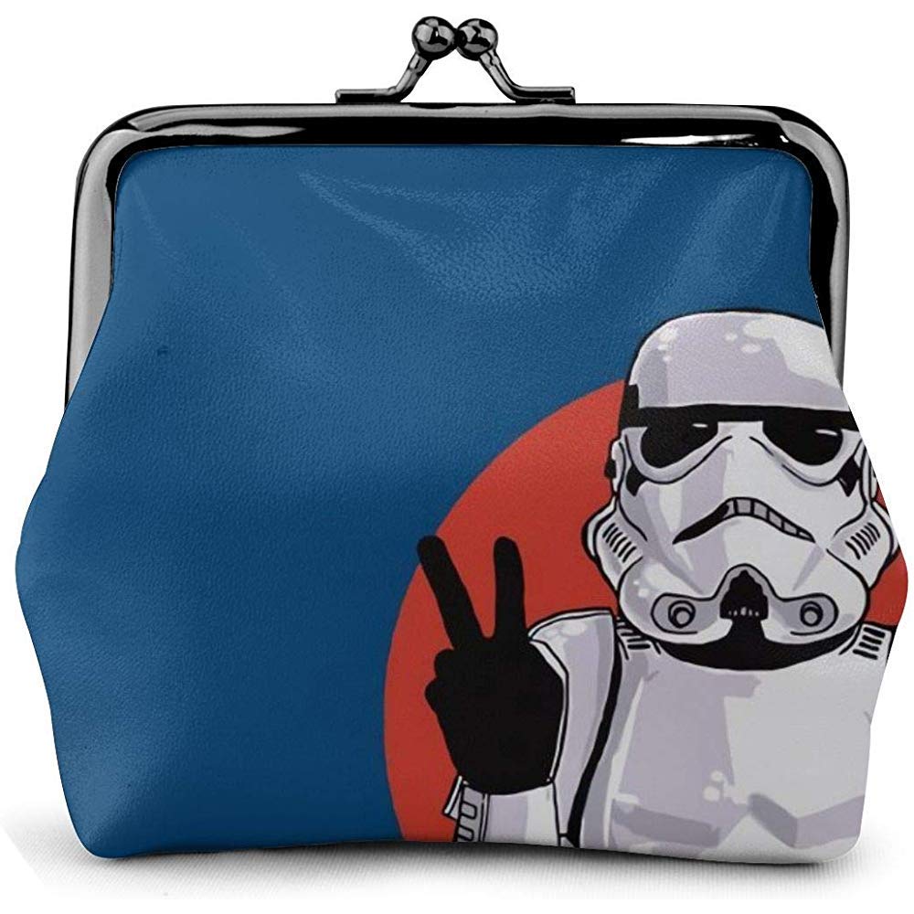 Strange Alien Victory Sign V Peace Vintage Pouch Girl Kiss-Lock Change Purse Wallets Buckle Leather Coin Purses