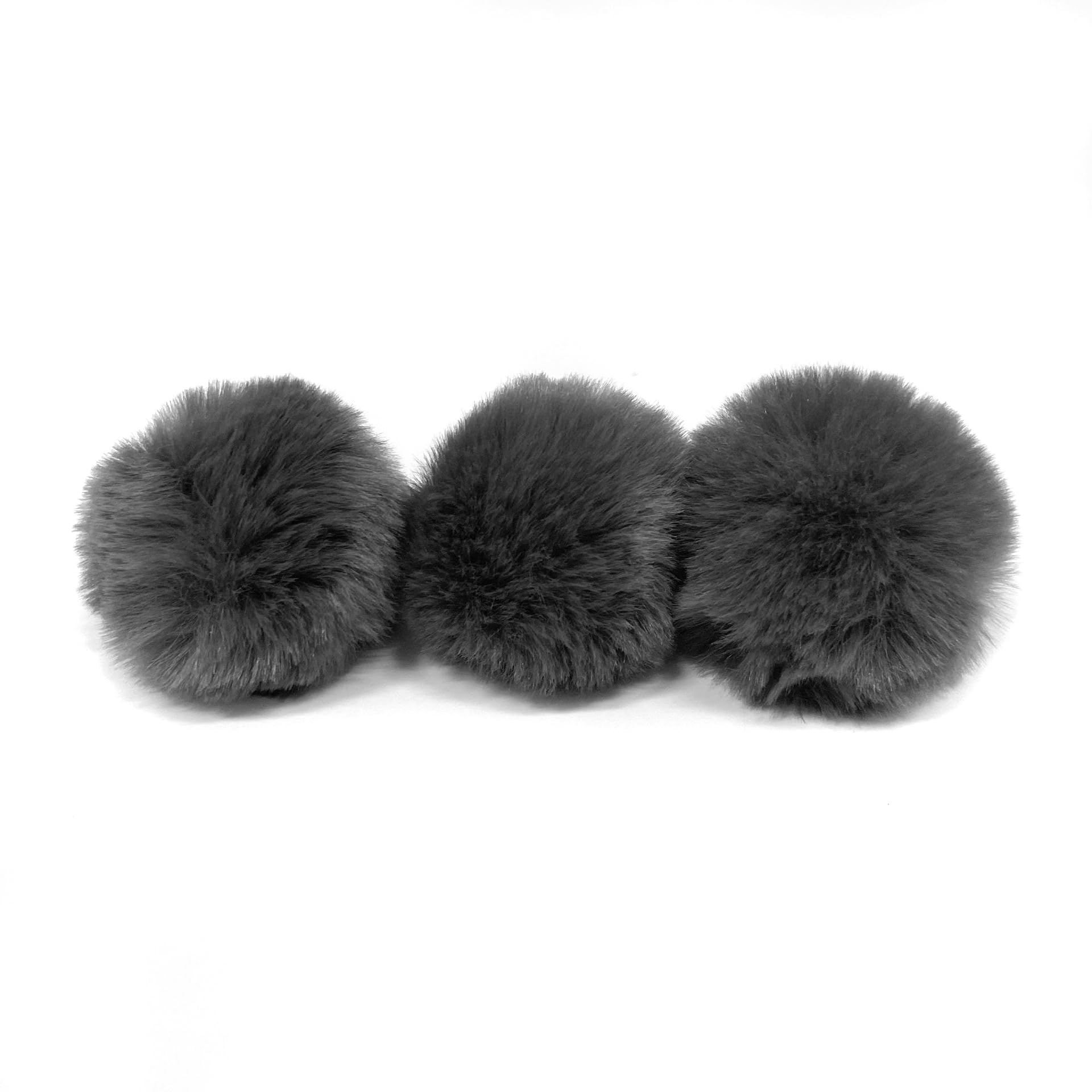 Pack of 30 5 cm Pompoms Faux Fur Rabbit Fur Pompoms, Faux Fur Pom Pom Ball Plush Balls for DIY Crafts Hats Pendant Decoration Women Girls Bag Pendant Key Chain, Dark Grey