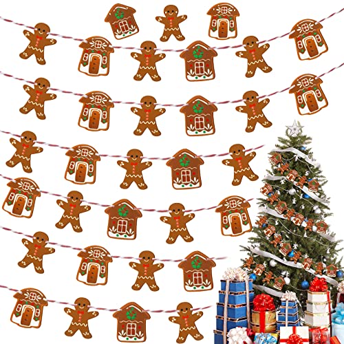 4 Pieces Mini Gingerbread Man Christmas Garland Hanging Gingerbread House