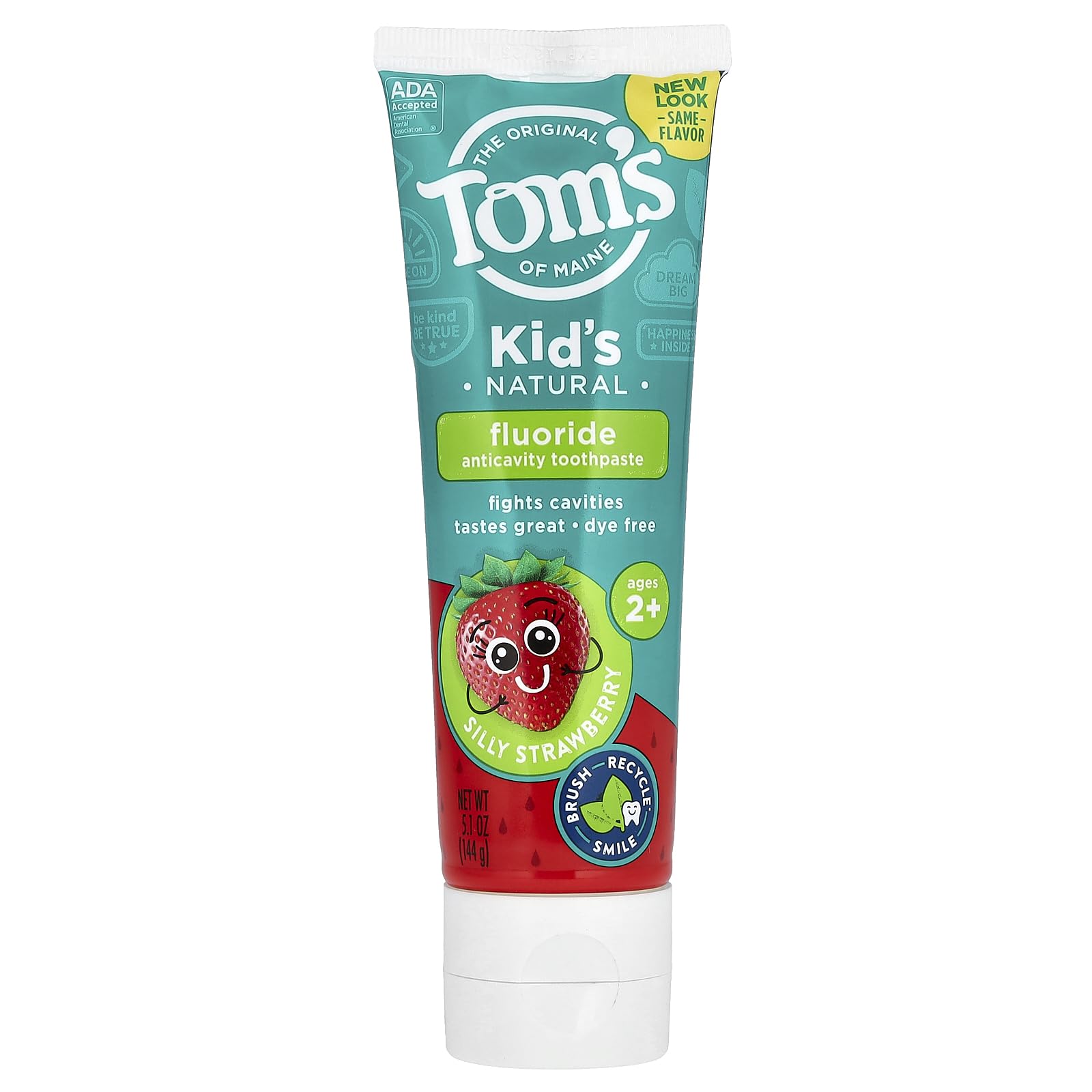 Tom's of Maine Natural Kid's Fluoride Toothpaste, Silly Strawberry, 5.1 oz. (back in original formula)