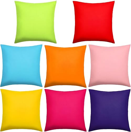 Preboun 8 fundas de almohada decorativas de colores frescos de 20 x 20 pulgadas, fundas de almohada cuadradas de colores lisos mixtos, fundas de