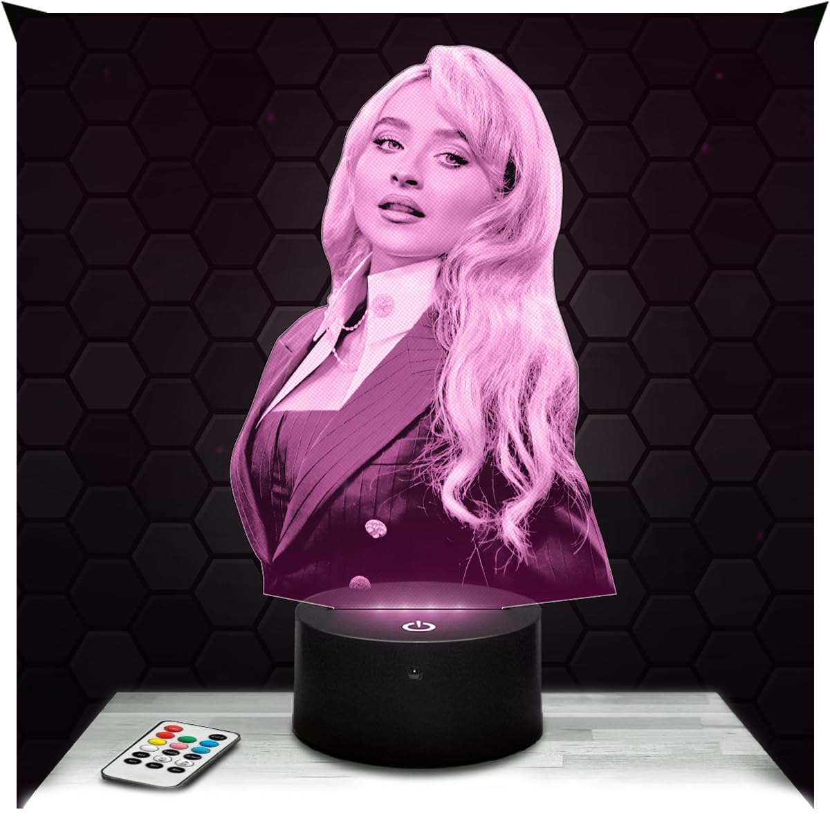 Lampephoto.fr - 3D Lamp Sabrina Carpenter American Singer Actress, Touch LED Night Light, 3D Hologram Effect, Christmas Birthday Gift Idea for Men Women, Bedroom Decoration Object