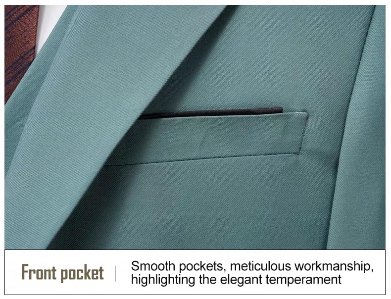 Men's 2 Pieces Suit Elegant Solid One Button Single Breasted Party Blazer Vest Pants Set4