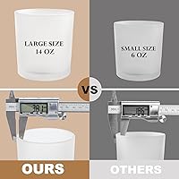 Vista 7 de CONNOO Paquete de 8 frascos de vela de vidrio esmerilado de 14 onzas con tapas de bambú para hacer velas, frascos de vela vacíos de gran