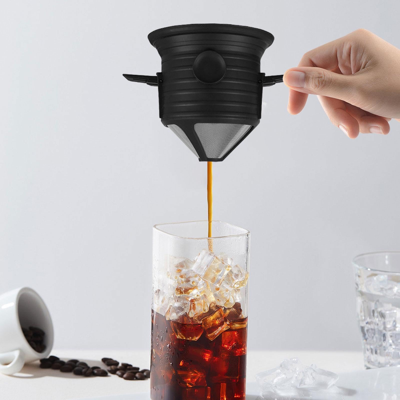Filtro Da Caffè Portatile Pieghevole In Acciaio Inox - Senza Carta, Riutilizzabile, Adatto A Tazze 76-110mm, Versatile Per Tè E Caffè