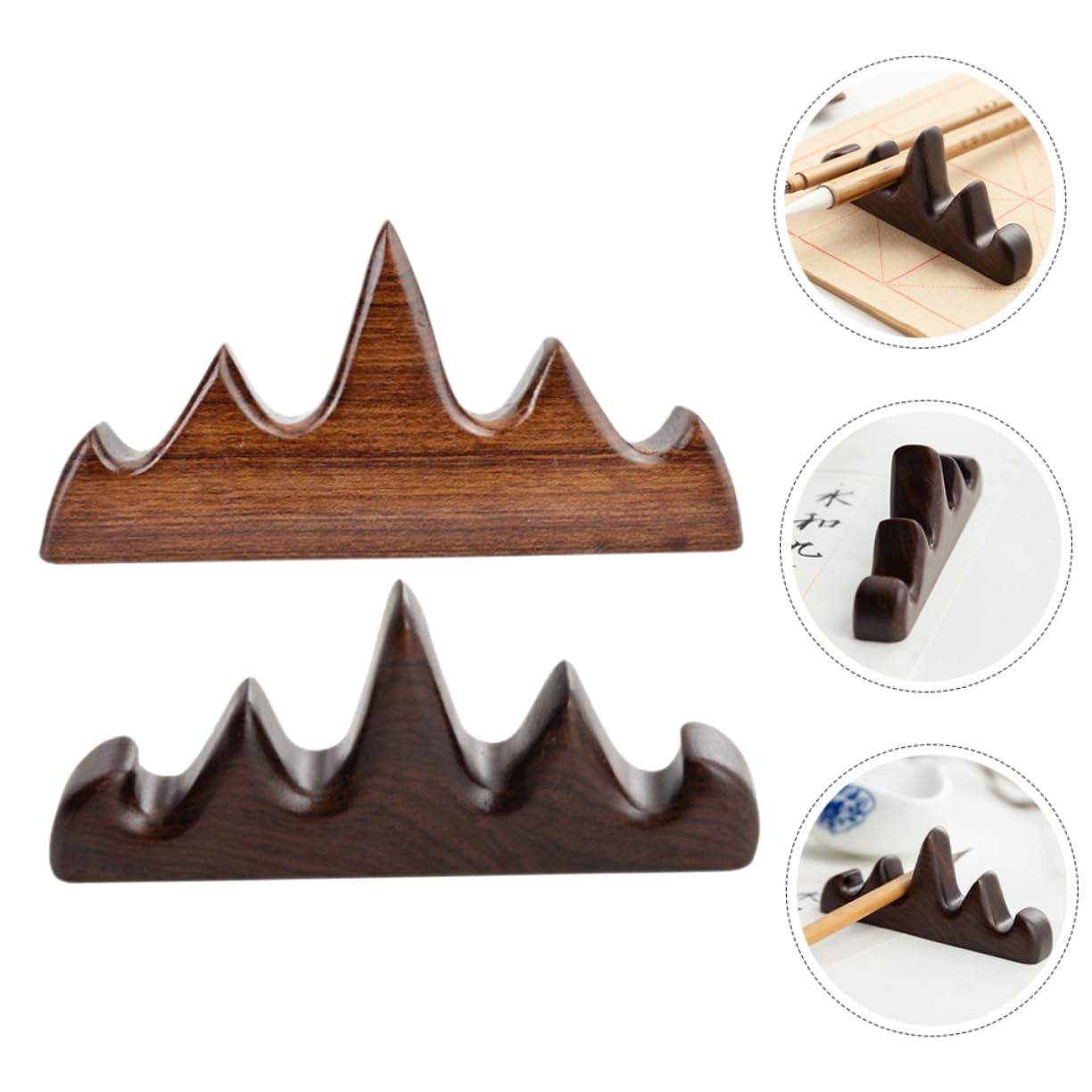 Operitacx 4 Sätze Holz Pinselhalter Bergform Praktischer Für Kalligraphiestifte Und Malpinsel Stabiler Pinselablage Für Schreibtisch Und Kunstbedarf Für Anfänger Und 2 Stücke * 4