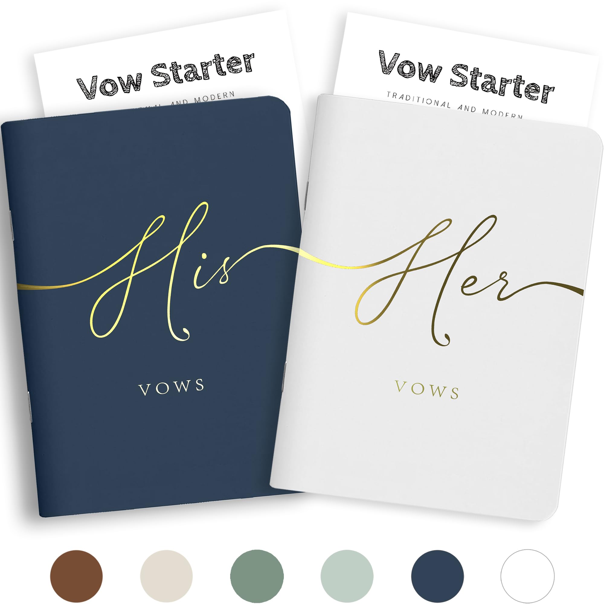 LSSH GmbH Wedding Vow Books His and Hers | Elegant Soft Touch with Gold Foil Engraving | 28 Blank Pages | Wedding Registry Must-Haves and Gift Ideas | Capture Your Special Moments (Navy & White)