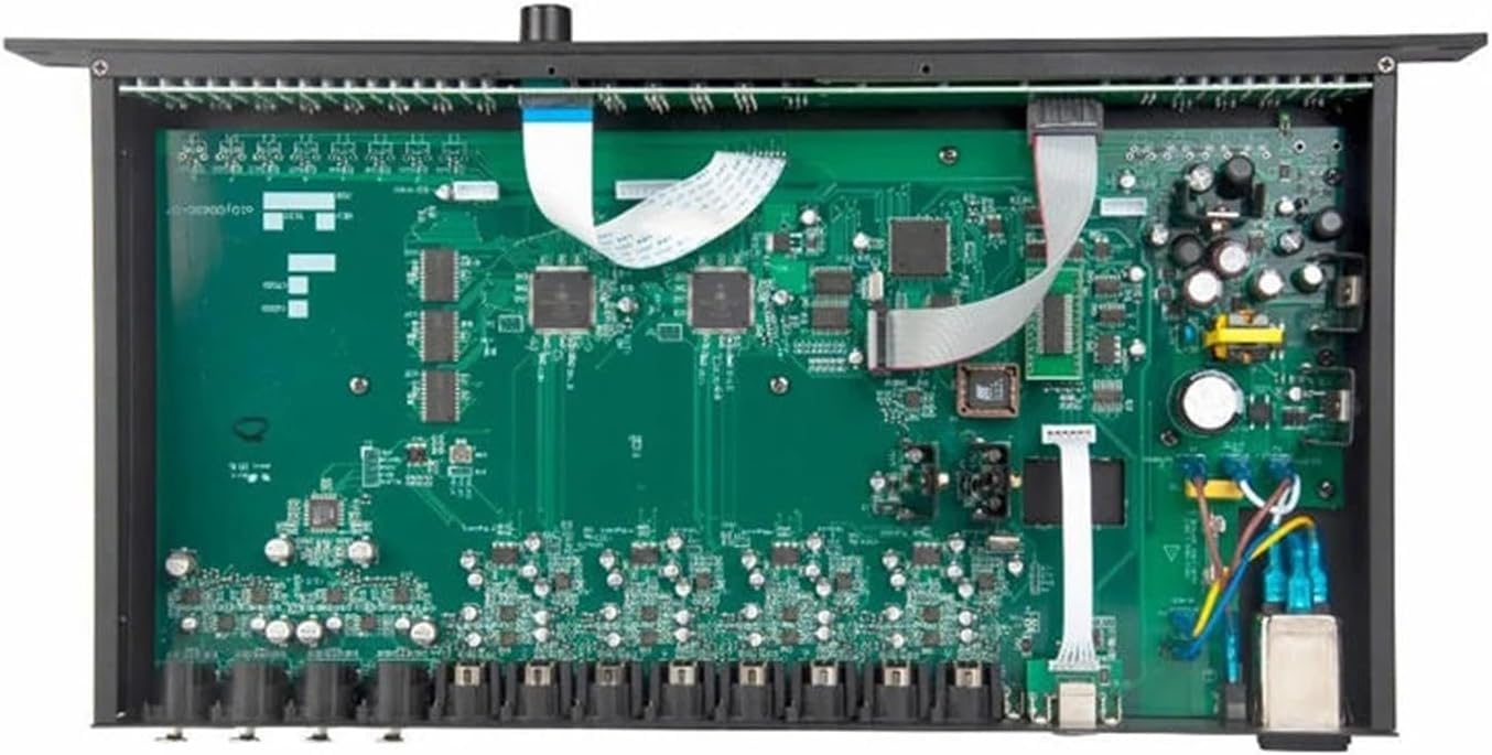 LNNW Ecualizadores Gráficos Ecualizador de Audio for DJ, 24 bits, 4 x 8, procesador DSP de 4 entradas y 8 Salidas, Sistema de Audio for Estudio de grabación.