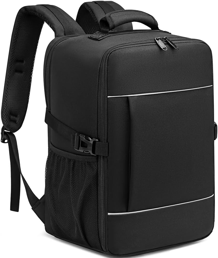 exmygboy Ryanair Cabin Bags 39x22x26cm Underseat Travel Bag 11 Pockets Hand Luggage Bag Cabin Bag with Separate Shoe Pocket for Women & Men Carry, 20L, Black