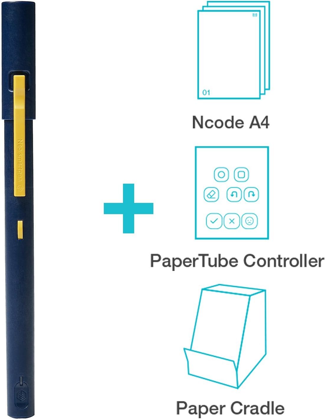 NEO SMARTPEN M1 Bluetooth Digital Pen Compatible with iOS, Android, Smartphones, Tablets, Windows (Navy) Bundle with PaperTube Video Creation Kit