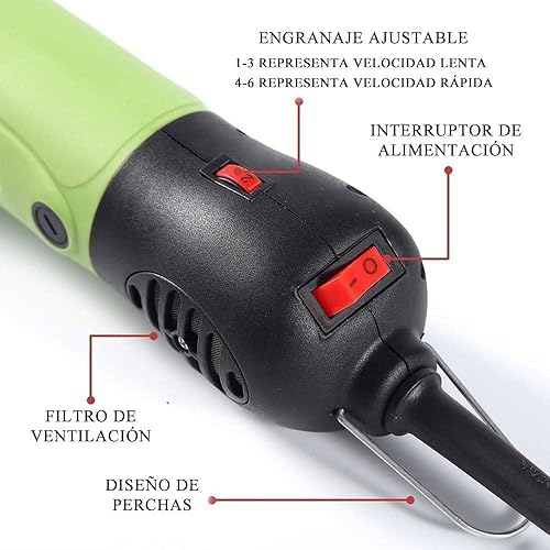Miniatura 2 de CGOLDENWALL Cizalla de ovejas eléctrica portátil profesional con 6 velocidades ajustables para caballos, ganado, cabras, poni verde, 110 V (9