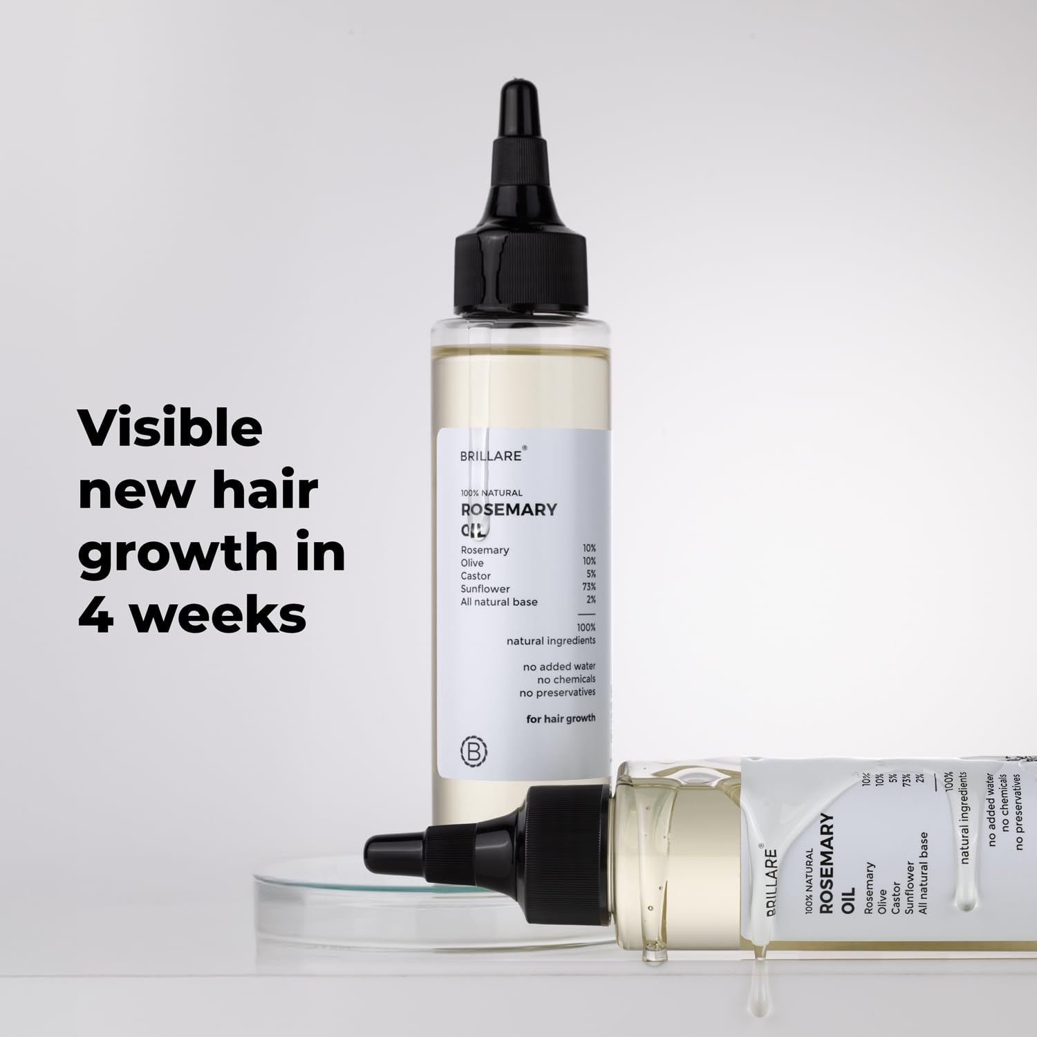 Brillare 10% Rosemary Hair Oil for Hair Growth with 10% Olive Oil & 5% Castor oil | Reduces Hair Fall | Strengthens Hair | Visible Results in 4 Weeks. 1