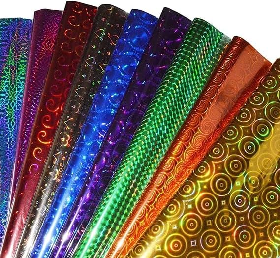 YBN Plastic Holographic Gift Wrapping Paper Sheet|Size 64 X 45 Cm |Plastic Holographic Gift Wrapping Paper Sheet-Gift Paper-Gift Wrap Roll (Pack of 50),Multicolor