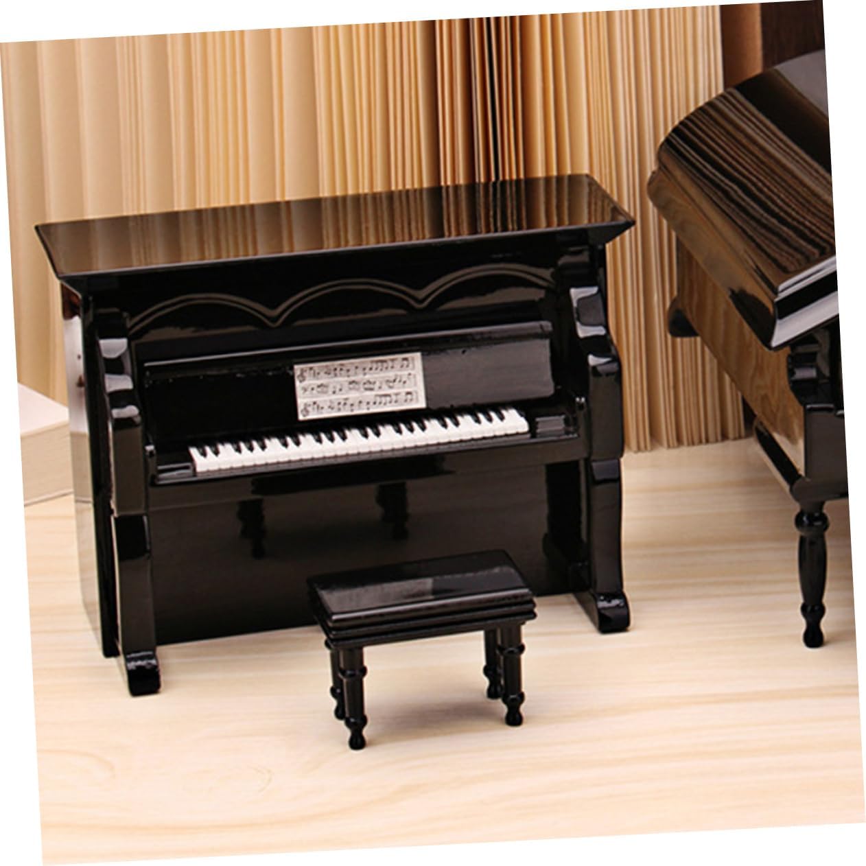 1set Piano Music Box Vintage Christmas Music Box Piano Statue Decorative Musical Table Decor