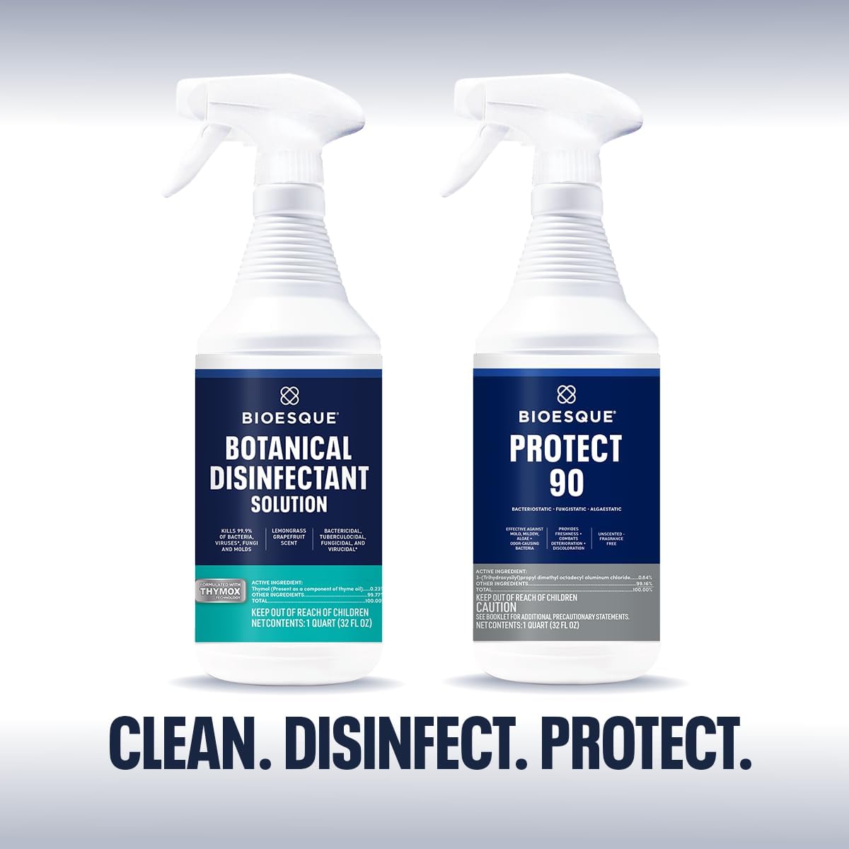 Bioesque Botanical Disinfectant Solution and Protect 90 Bundle, Heavy Duty Broad-Spectrum Disinfectant, Heavy Duty Bacteriostatic, Fungistatic, Algaestatic Formula, 32 Fluid Ounce (Pack of 2) image 2