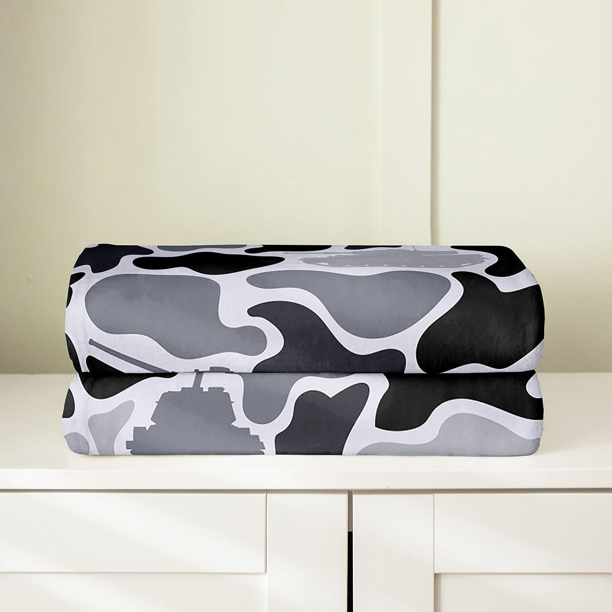 Erosebridal Camouflage Fleece Blanket Tank Theme Flannel Blanket Baby Size 30X40 Inch,Grey Camo Boys Girls Fuzzy Plush Throw Army Force Tank Fuzzy Blankets Decorative Sofa Couch