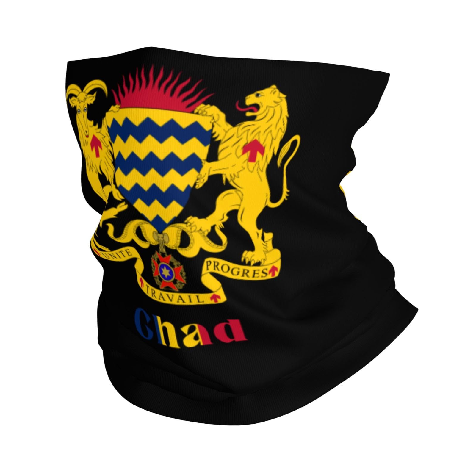 Chad Chadian National Emblem Balaclava Bandana Neck Gaiter Face Mask for Men Women Shield Scarf Face Mask Seamless Uv Protection for Motorcycle Cycling Riding Running Headbands White