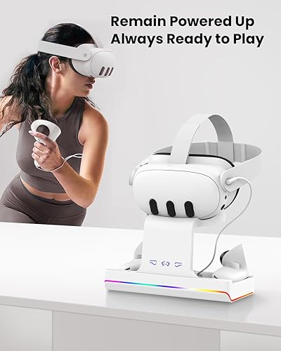 Miniatura 7 de Base de carga para Meta Oculus Quest 3 Estación de carga GEEKERA con indicador LED, soporte de carga VR para auriculares y controladores Meta Quest