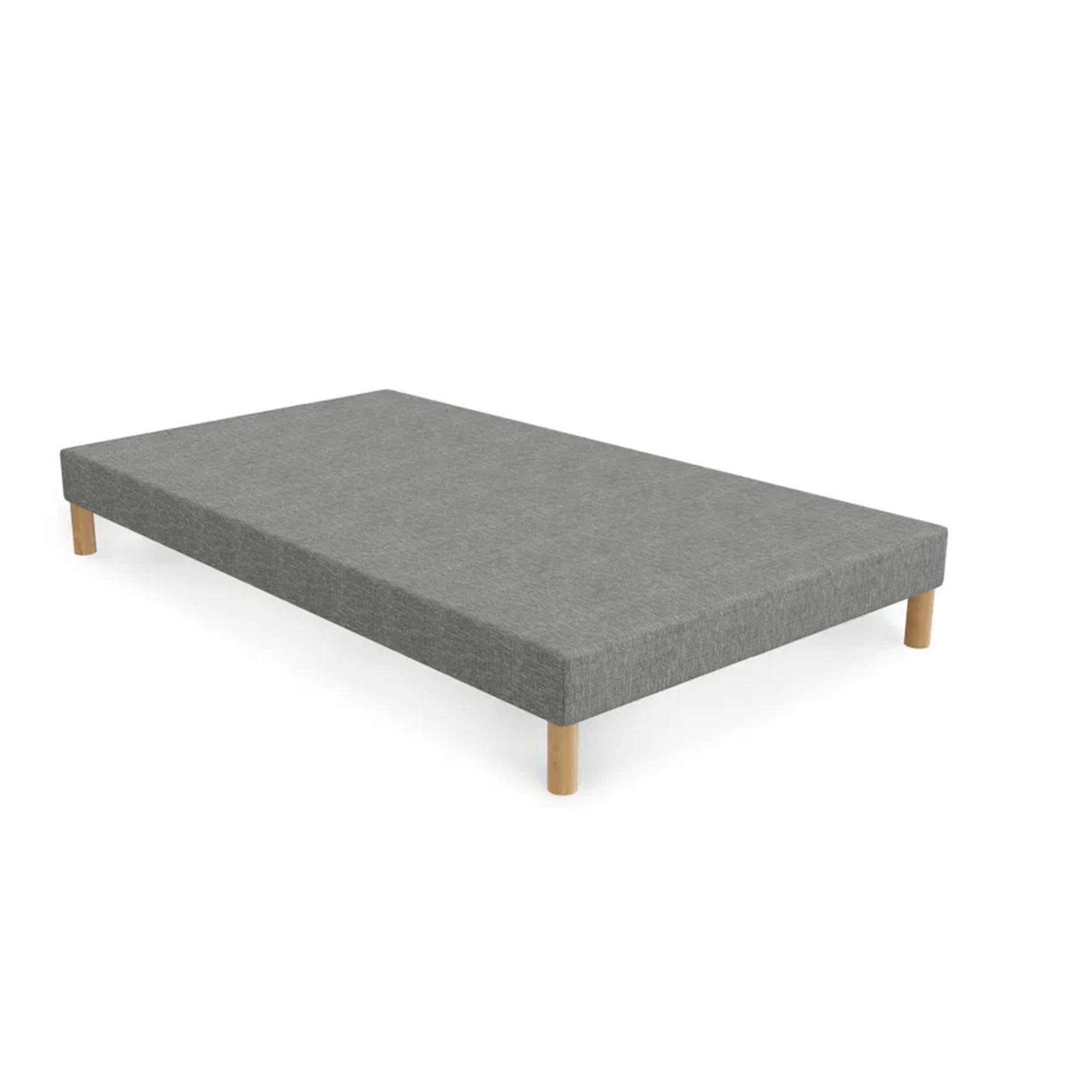 Mobilier-Deco Spring - Sommier tapissier Tissu Gris piètement en Bois 80x200 cm