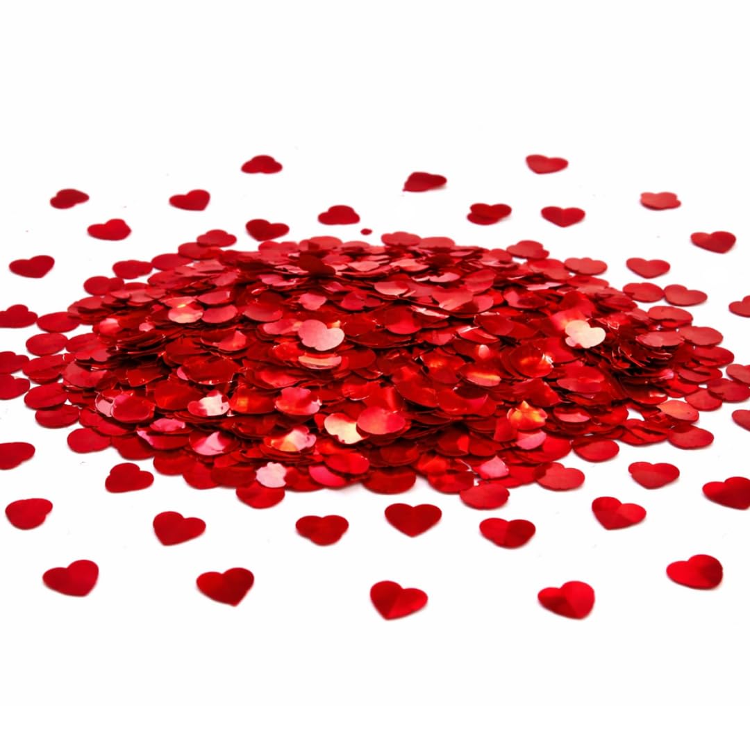 WANNA PARTY Red Heart Shape Confetti, Table Confetti of Heart Foil for Valentine's Day Dating Wedding Anniversary Party Supplies 4