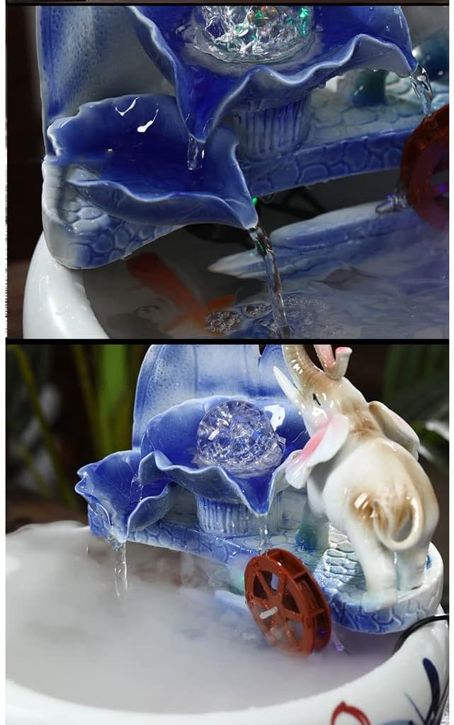 Fish Bowls Hydroponic Plant Container Chinese Style Ceramic Goldfish Bowl Fish Tank Fountain Circulating Water Wind Lucky Gold Fish Tank Office Turtle Tank Aquarium Entry Fish Tank (Color : C)