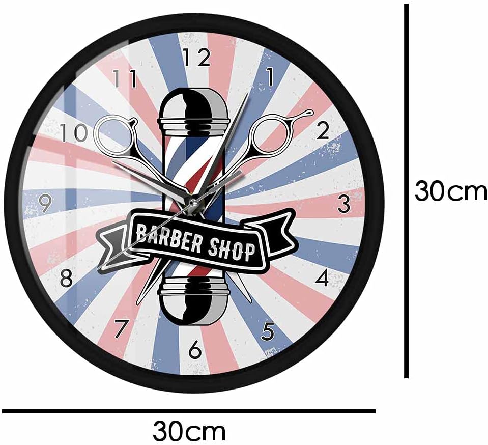 Geek Alerts Voice Control LED Lighting Clock, Vintage Barber Pole Advertisement Wall Clock Battery Operated Mancave Barbering Art Sign Hair Salon Decorative Timepieces Silent Wall Watch