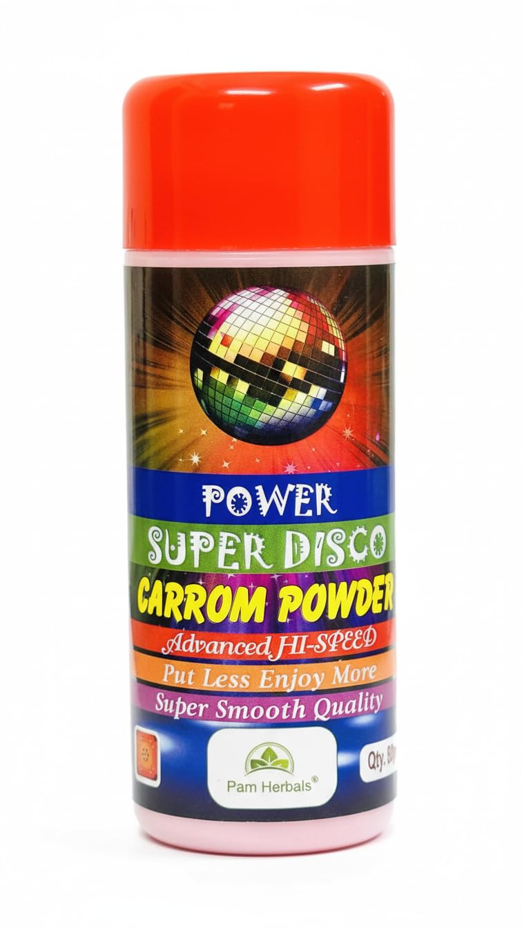 Power Super Disco Carrom Board Powder, Premium Striker Glide Powder for Fast and Smooth Gameplay, Reduces Friction, 80g