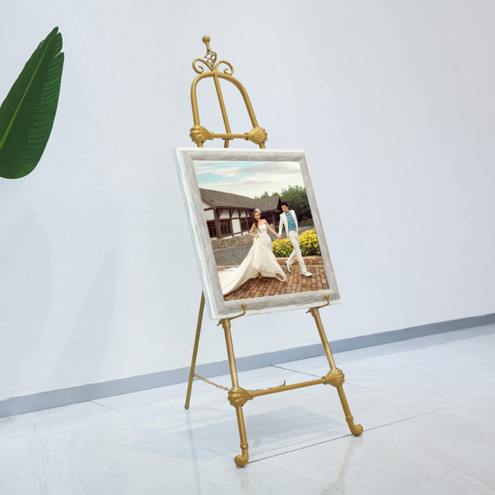Caballete de 120/150 cm de alto, caballete de metal plegable, caballete de arte portátil para piso, caballete de artista para pintar, dibujar, dibujar, ligero, negro/blanco/oro (tamaño: 120 cm, color: