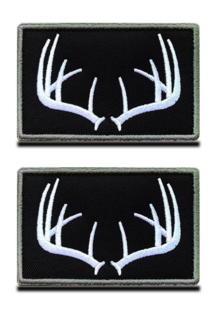 Hunting Antler Emblema Ricamato Toppa Caccia Tattico Militare 2 Pezzi