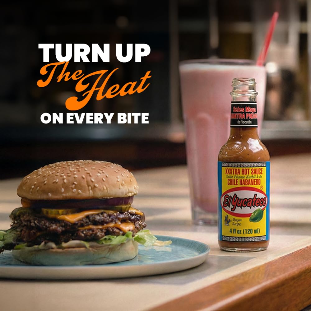 El Yucateco XXXtra Hot Habanero Sauce – Authentic Mexican Chile Habanero Sauce, Extra Heat, (4 fl oz /120 ml), Imported from Mexico (Pack of 6)