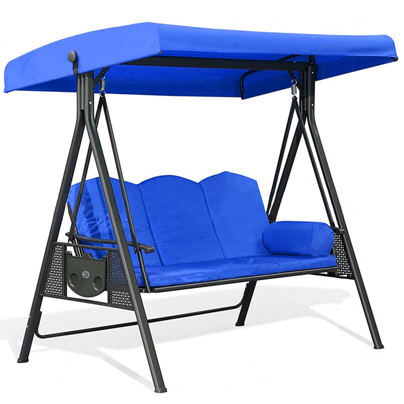 BAHULA Replacement Canopy for Swing Seat 3 Seater Garden Hammock Cover, 210D Oxford Cloth Patio Swing Top Cover with 4 Reinforced straps - UV Protection,Blue,191x120x20cm